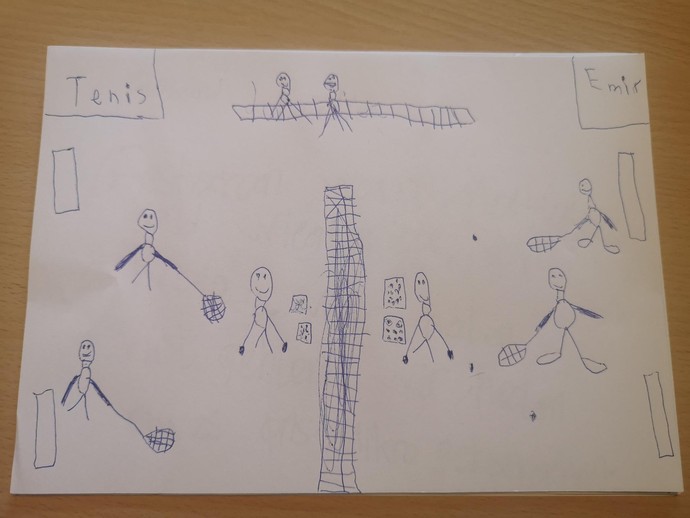 Ein Schüler hat die Tennistage gemalt.