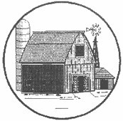 Schwarz-weiß-Bild eines Bauernhofs
